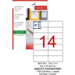 Tanex Bilgisayar Etiketi TW-2712 105X42,69 mm 100 Lü Lazer Etiket 1 Paket Tanex Davetiye Kargo Koli Kutu Etiketi - Beyaz - Standart