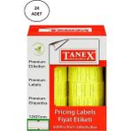 Tanex Makine Fiyat Etiketi 12 x 21 mm Çizgili Fosforlu Sarı 24'lü