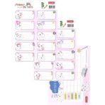 TANEX Okul Etiketi Kız Modeli 10 lu 2 Yaprak Ders Programlı 1 Paket Defter Kitap Etiketi Desenli Renkli Etiket (Mavi)