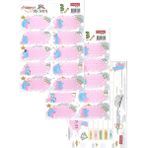 TANEX Okul Etiketi Kız Modeli 10 lu 2 Yaprak Ders Programlı 1 Paket Defter Kitap Etiketi Desenli Renkli Etiket (Pembe)