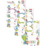 TANEX Okul Etiketi Kız Modeli 10 lu 2 Yaprak Ders Programlı 1 Paket Defter Kitap Etiketi Desenli Renkli Etiket (Yeşil)