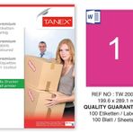 Tanex TW-2001 199.6x289.1 mm 100'lü Pembe Pastel Laser Etiket