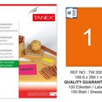Tanex TW-2001 199.6x289.1 mm 100'lü Turuncu Floresan Laser Etiket