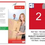 Tanex TW-2002 199.6x143.5 mm 100'lü Kırmızı Pastel Laser Etiket