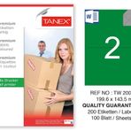 Tanex TW-2002 199.6x143.5 mm 100'lü Yeşil Pastel Laser Etiket