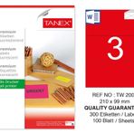 Tanex TW-2003 210x99 mm 100'lü Kırmızı Floresan Laser Etiket