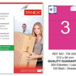 Tanex TW-2003 210x99 mm 100'lü Pembe Pastel Laser Etiket