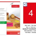 Tanex TW-2004 99.1x139 mm 100'lü Kırmızı Floresan Laser Etiket