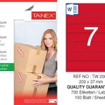 Tanex TW-2007 200x37 mm 100'lü Kırmızı Pastel Laser Etiket