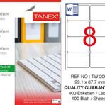 Tanex TW-2008 99,1x67.7 mm 100'lü Sökülebilir Etiket