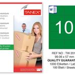 Tanex TW-2010 99.06x57 mm 100'lü Yeşil Pastel Laser Etiket