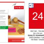 Tanex TW-2024 64x34 mm 100'lü Kırmızı Floresan Laser Etiket