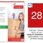 Tanex TW-2028 52.5x41 mm 100'lü Kırmızı Pastel Laser Etiket