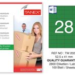 Tanex TW-2028 52.5x41 mm 100'lü Yeşil Pastel Laser Etiket