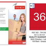 Tanex TW-2035 52.5x33 mm 100'lü Kırmızı Pastel Laser Etiket