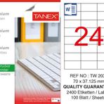 Tanex TW-2037 70x37.125 mm 100'lü Sökülebilir Etiket