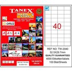 Tanex TW-2040 52.5x29.7 mm 100 Adet Laser Etiket