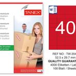 Tanex TW-2040 52.5x29.7 mm 100'lü Kırmızı Pastel Laser Etiket