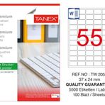 Tanex TW-2055 37x24 mm 100'lü Sökülebilir Etiket