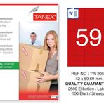 Tanex TW-2059 42x59.69 mm 100'lü Kırmızı Pastel Laser Etiket