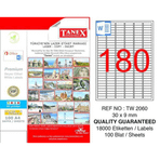 Tanex TW-2060 30x9 mm Lazer Etiket