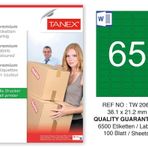 Tanex TW-2065 38.1x21.2 mm 100'lü Yeşil Pastel Laser Etiket