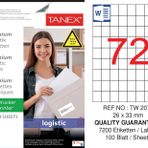 Tanex TW-2072 26.25x33 mm Sevkiyat ve Lojistik Etiketi