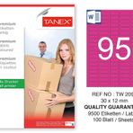 Tanex TW-2095 30x12 mm 100'lü Pembe Pastel Laser Etiket