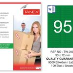 Tanex TW-2095 30x12 mm 100'lü Yeşil Pastel Laser Etiket