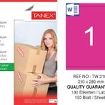 Tanex TW-2100 210x280 mm 100'lü Pembe Pastel Laser Etiket
