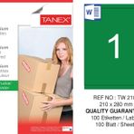 Tanex TW-2100 210x280 mm 100'lü Yeşil Pastel Laser Etiket