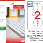 Tanex TW-2116 116x41 mm 100'lü Sökülebilir Etiket