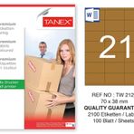 Tanex TW-2121 70x38 mm 100'lü Kraft Etiket