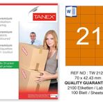 Tanex TW-2124 70x42.43 mm 100'lü Turuncu Pastel Laser Etiket