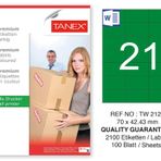 Tanex TW-2124 70x42.43 mm 100'lü Yeşil Pastel Laser Etiket