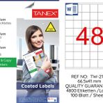 Tanex TW-2137 35x37.125 mm 100'lü Kuşe Laser Etiket