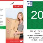 Tanex TW-2150 50 mm 100'lü Yeşil Pastel Laser Etiket