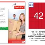 Tanex TW-2154 35x42.43 mm 100'lü Kırmızı Pastel Laser Etiket