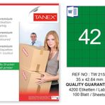 Tanex TW-2154 35x42.43 mm 100'lü Yeşil Pastel Laser Etiket