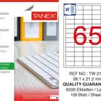 Tanex TW-2165 38.1x21.2 mm 100'lü Sökülebilir Etiket