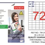 Tanex TW-2172 35x23 mm 100'lü Kuşe Lazer Etiket