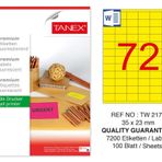 Tanex TW-2172 35x23 mm 100'lü Sarı Floresan Laser Etiket