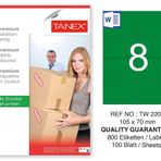 Tanex TW-2208 105x70 mm 100'lü Yeşil Pastel Laser Etiket