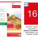 Tanex TW-2216 105x35 mm 100'lü Kırmızı Floresan Laser Etiket