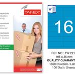 Tanex TW-2216 105x35 mm 100'lü Mavi Pastel Laser Etiket