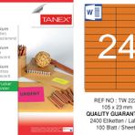 Tanex TW-2224 105x23 mm Flo Turuncu Laser Etiket