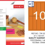 Tanex TW-2237 37x133 mm Flo Turuncu Laser Etiket