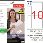 Tanex TW-2237 37x133 mm Sevkiyat ve Lojistik Etiketi