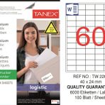 Tanex TW-2260 40x24 mm Sevkiyat ve Lojistik Etiketi