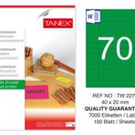 Tanex TW-2270 40x20 mm 100'lü Yeşil Floresan Laser Etiket